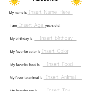 Preschool Learning About Me Activity Pages (Editable Template)